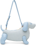 Thom Browne Blue Check Pebble Grain Hector Baguette Bag