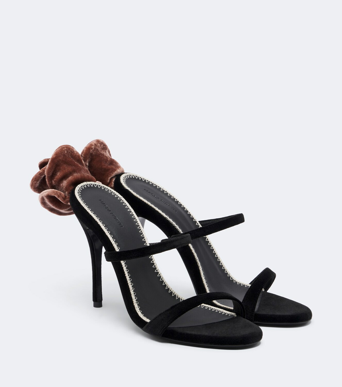 Magda Butrym Floral-appliqué velvet mules