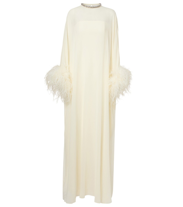 Photo: Roland Mouret Feather-trimmed caped silk chiffon gown