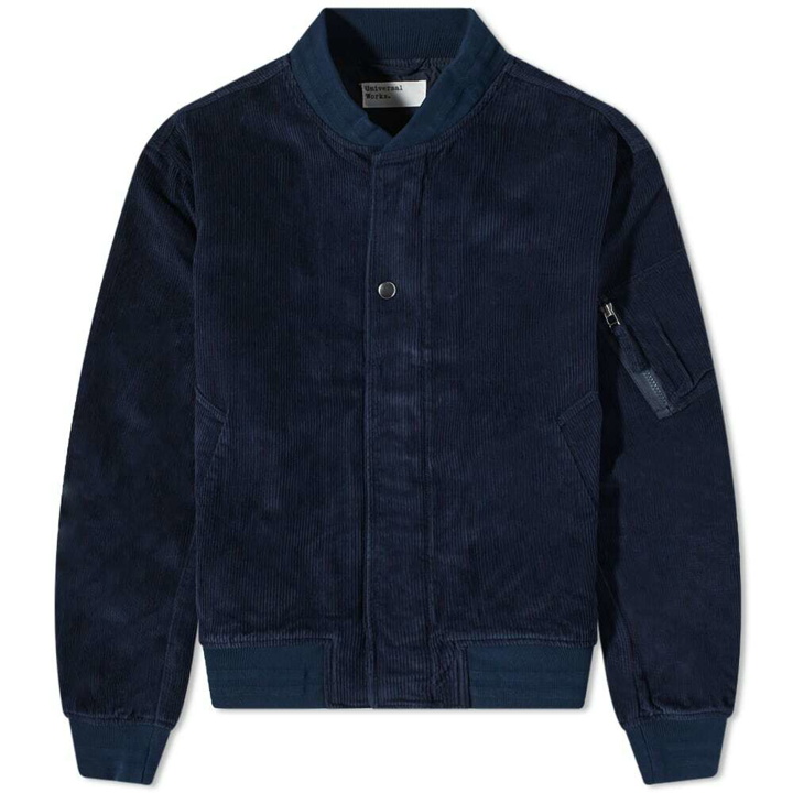 Photo: Universal Works Men's Wale Cord NS Bomber Jacket in Midnight