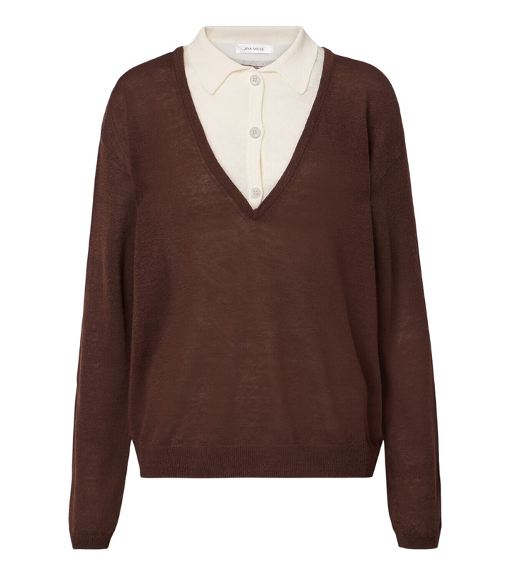 Photo: Aya Muse Eirae paneled linen-blend sweater