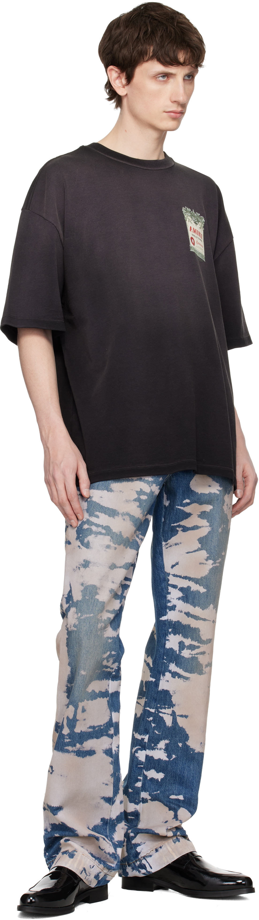 AMIRI Blue Bleached Straight Flare Jeans