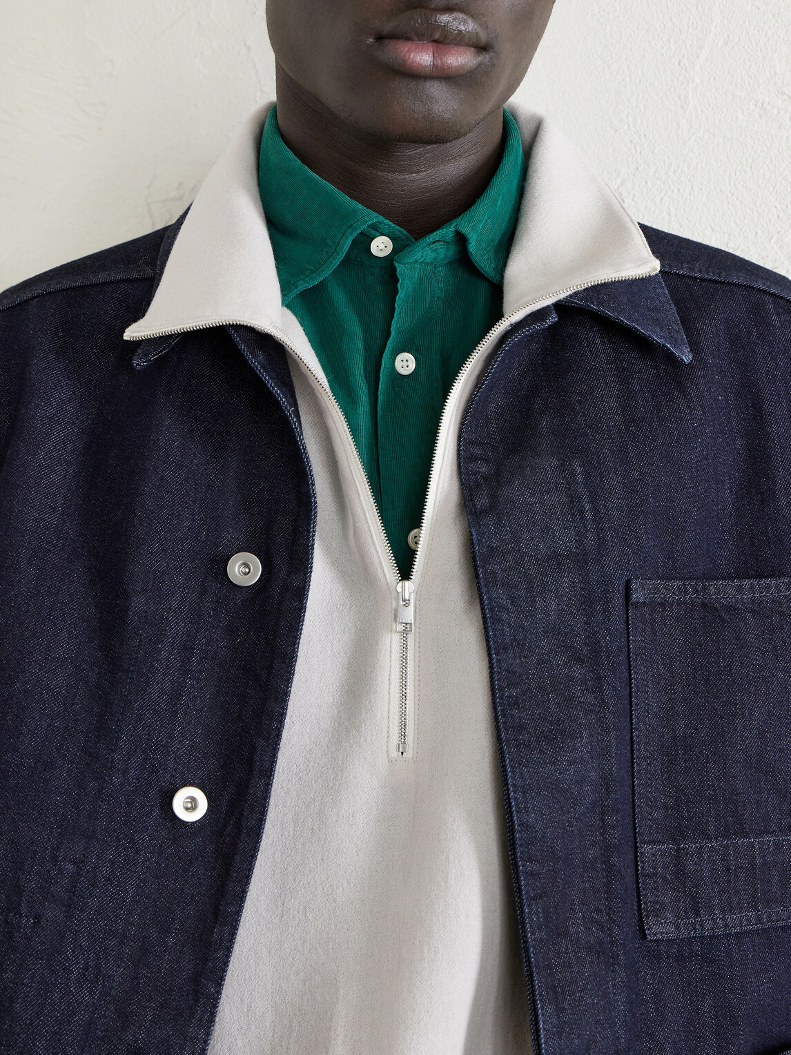 FRAME - Virgin Wool Half-Zip Sweater - Gray