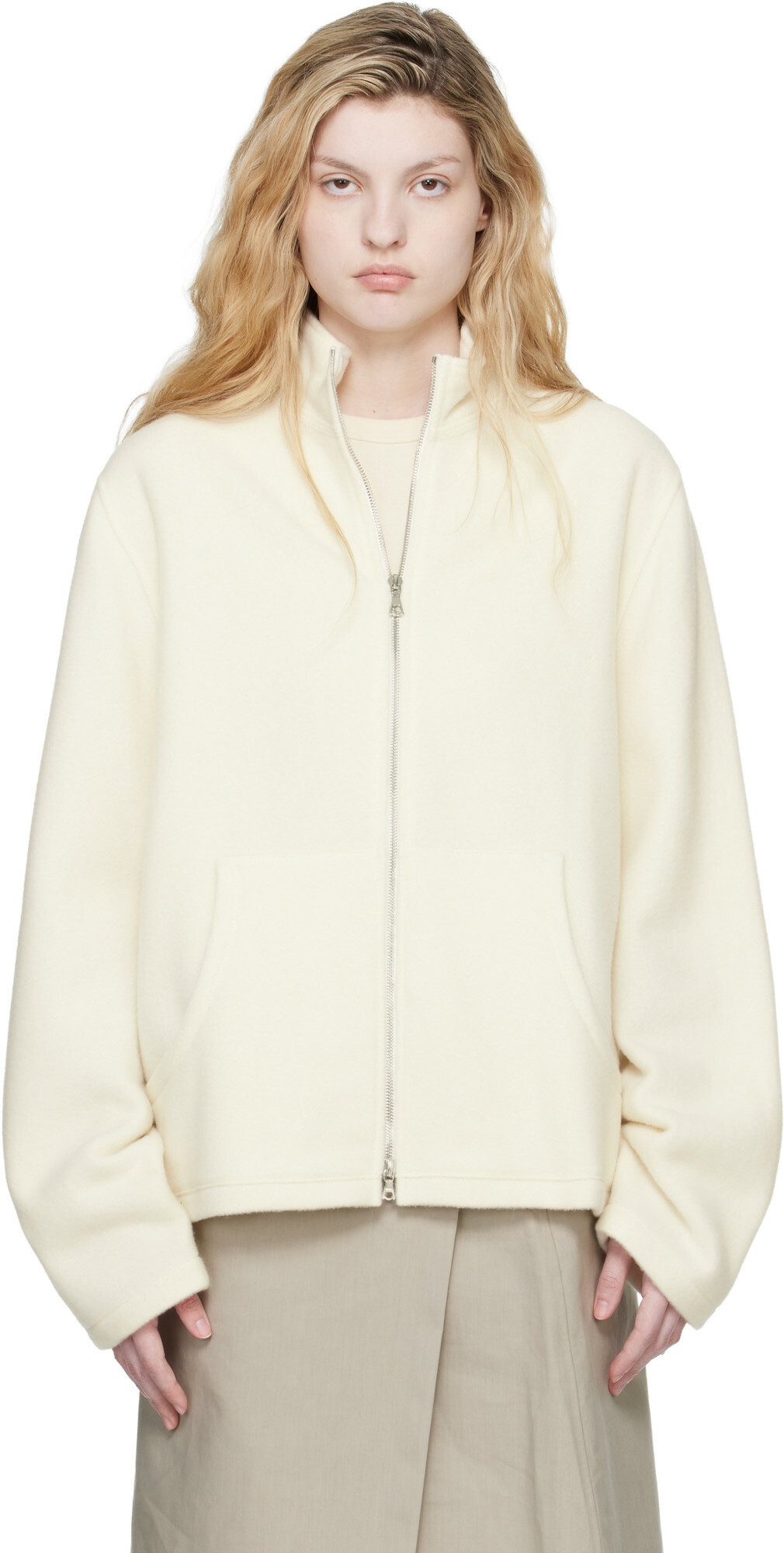 Rier Off-White Fleece Full Zip Jacket