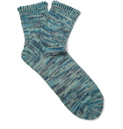 Mr P. - Mélange Cotton-Blend Socks - Blue