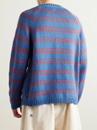 BODE - Meandering Striped Jacquard-Knit Pima Cotton and Merino Wool-Blend Cardigan - Blue