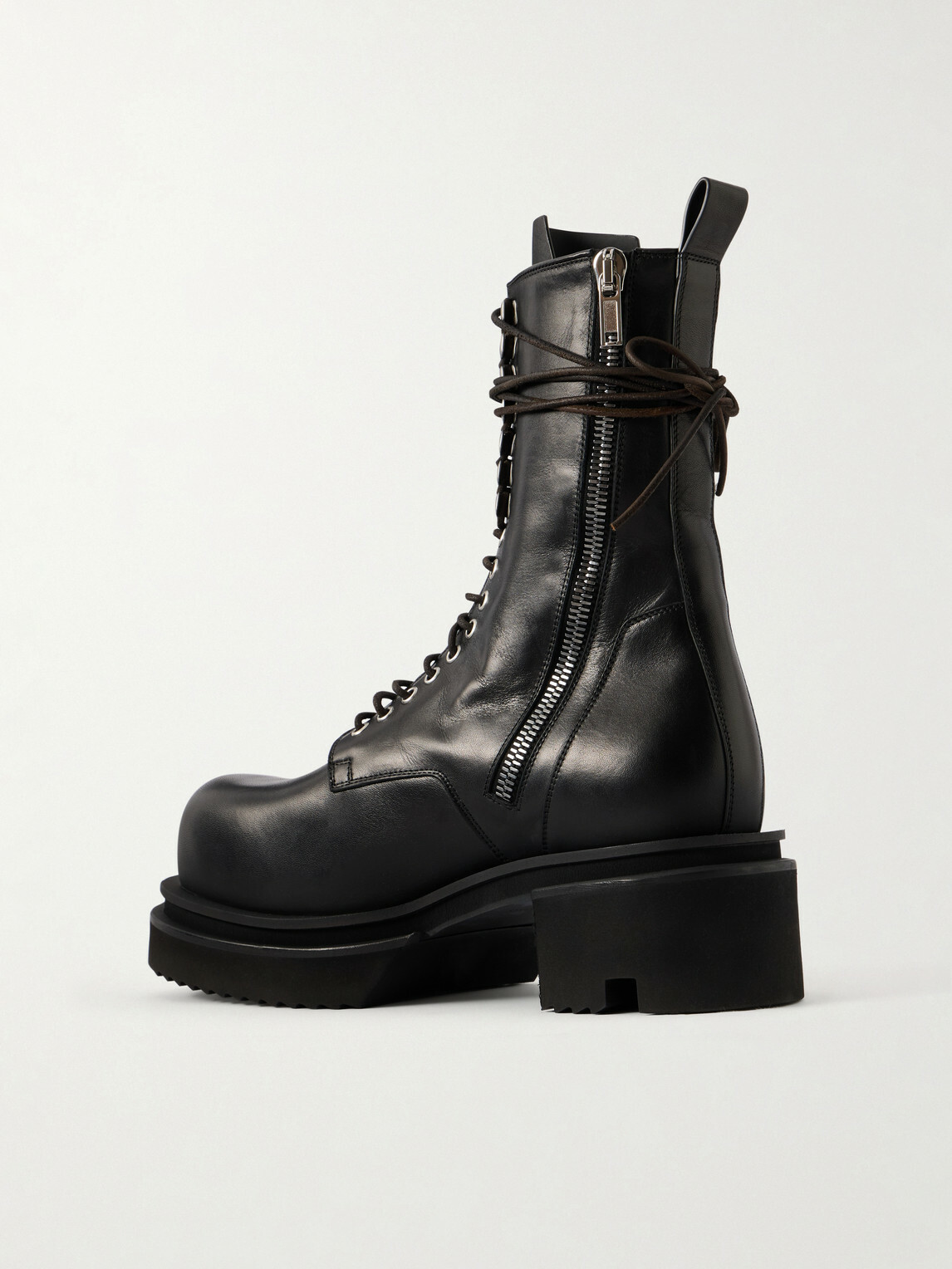 Rick Owens - Bogun Leather Lace-up Boots - Black