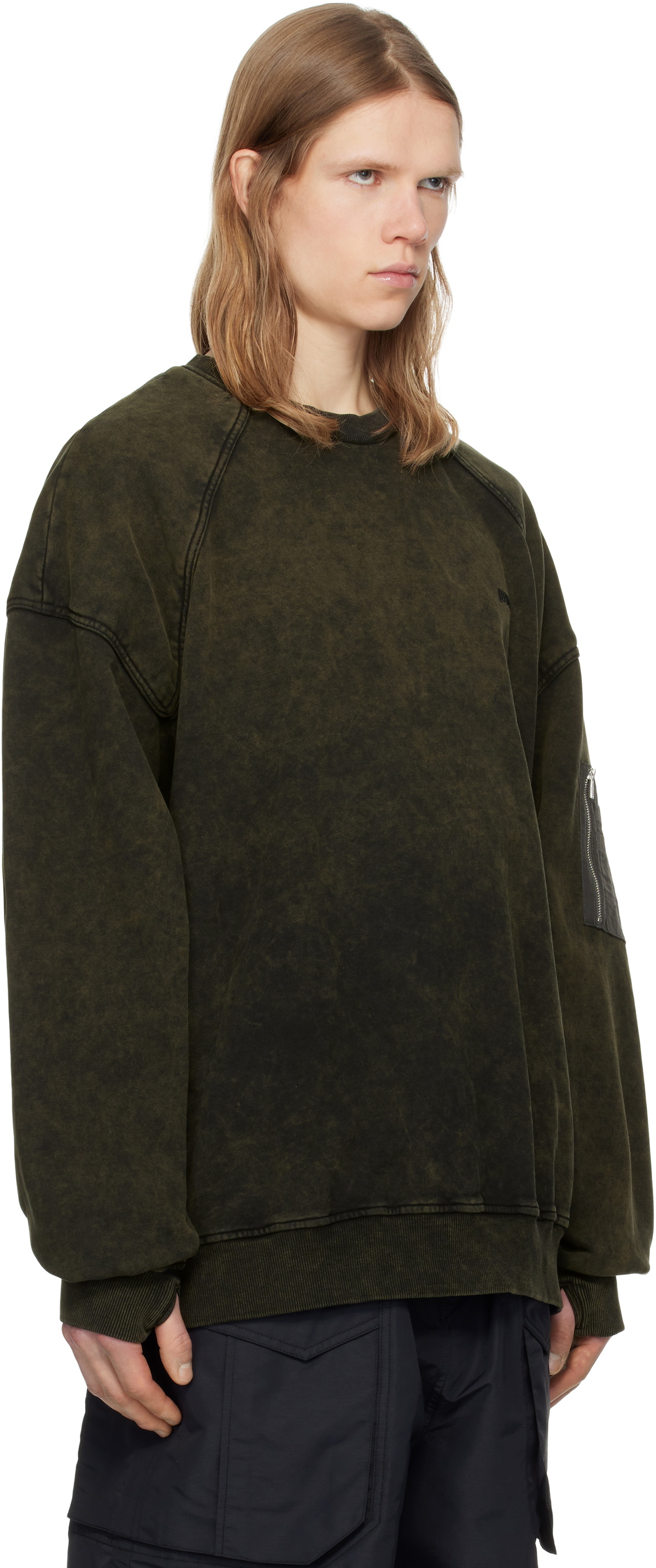 Juun.J Khaki Deep Dyed Shoulder Padded Sweatshirt