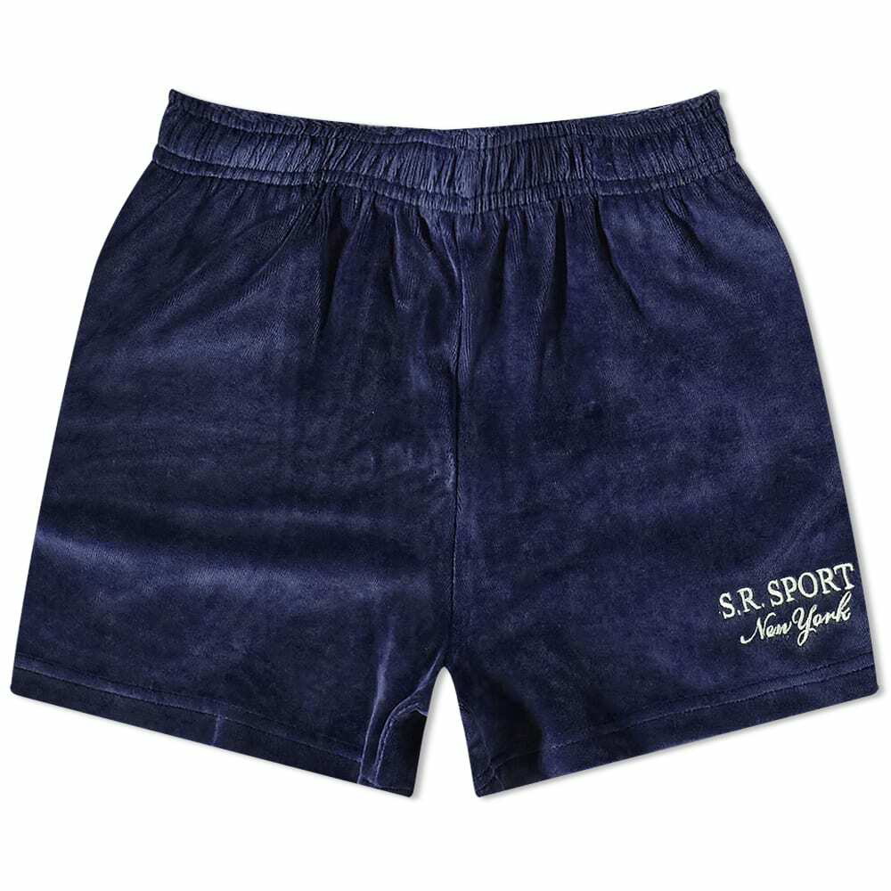 Photo: Sporty & Rich Andy Velour Disco Short in Navy/White