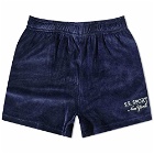 Sporty & Rich Andy Velour Disco Short in Navy/White