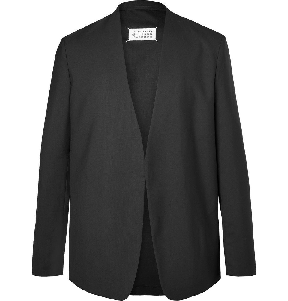 Maison Margiela - Black Collarless Virgin Wool Blazer - Men