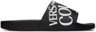 Versace Jeans Couture Black Embossed Slides