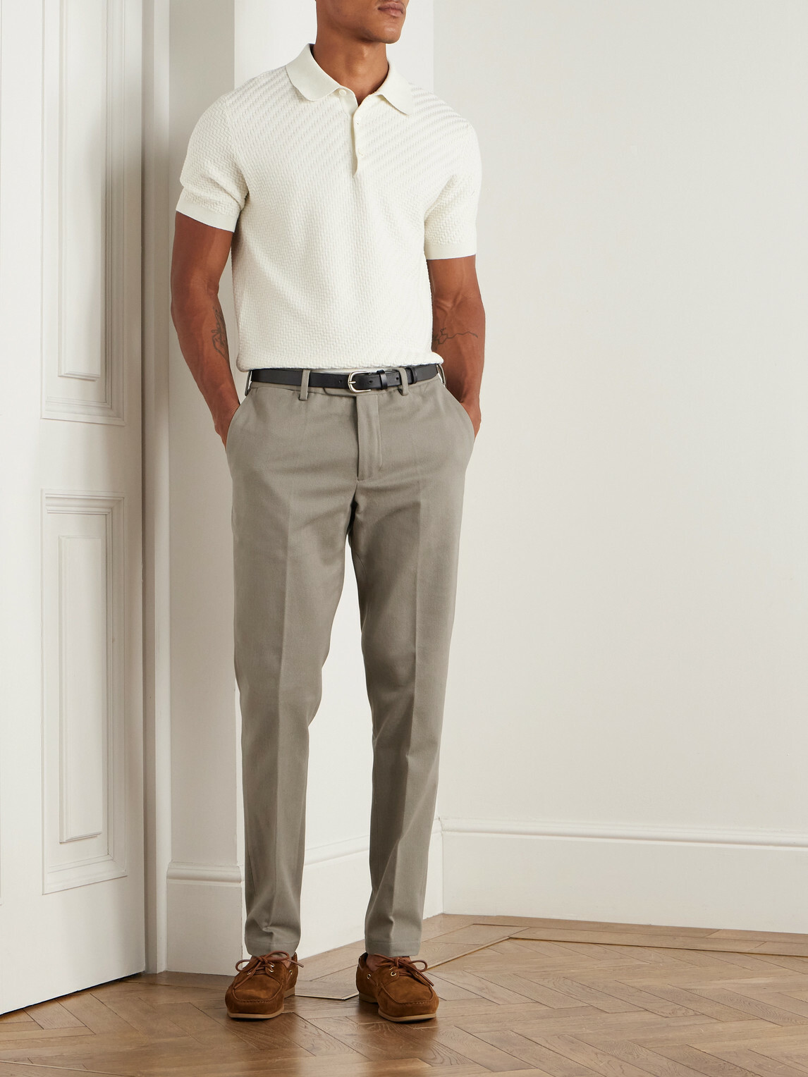 Thom Sweeney - Straight-Leg Cotton-Twill Trousers - Neutrals