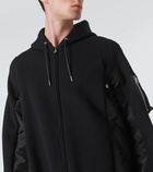 Sacai Sponge paneled cotton-blend jersey hoodie