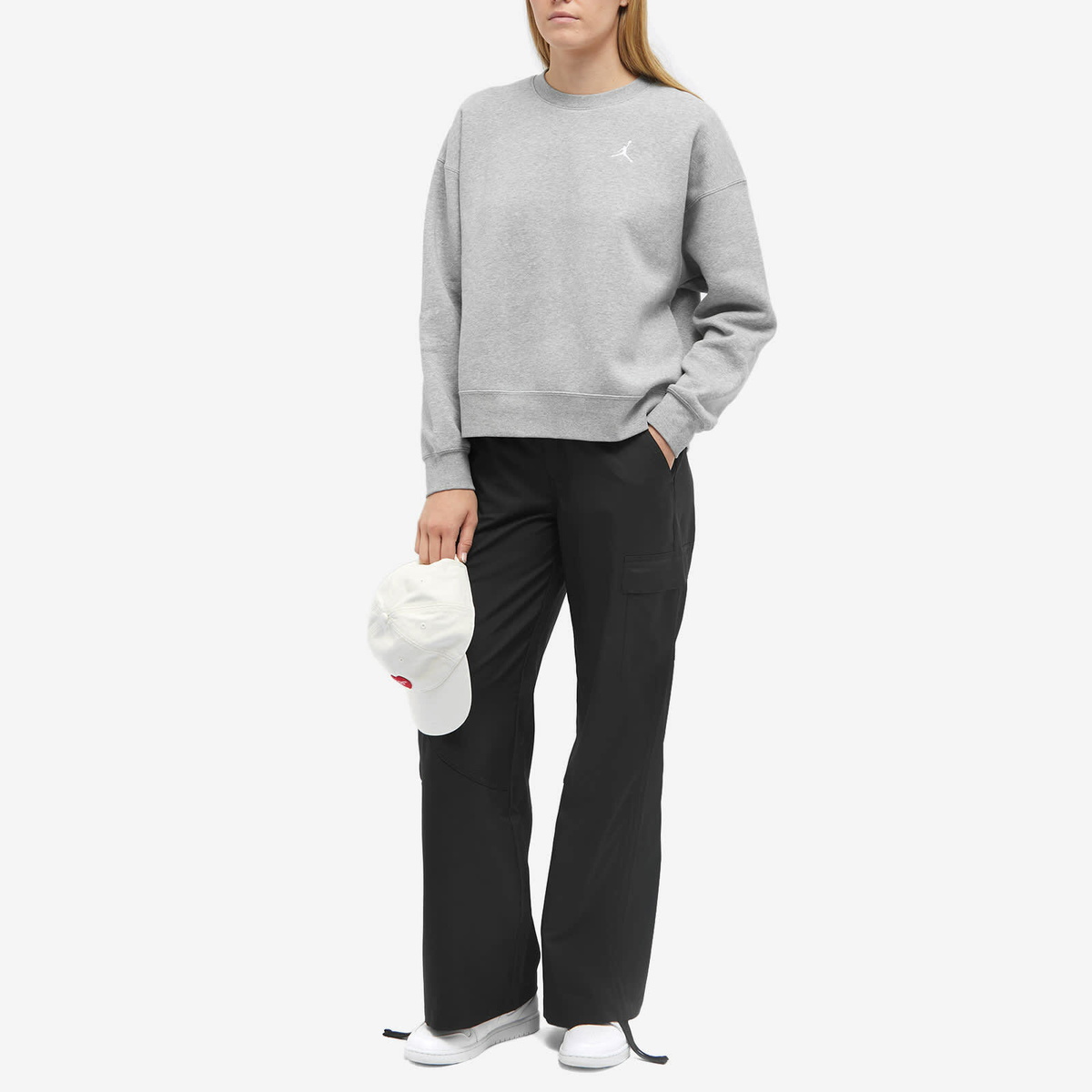 Air Jordan Women's Brooklyn Fleece Crew Sweat in Dark Grey Heather