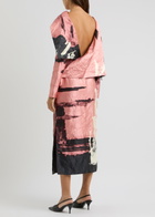 Erdem Printed Cape-effect Satin Midi Dress Multi Print