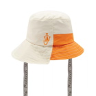 JW Anderson Men's Asymmetric Bucket Hat in White/Orange