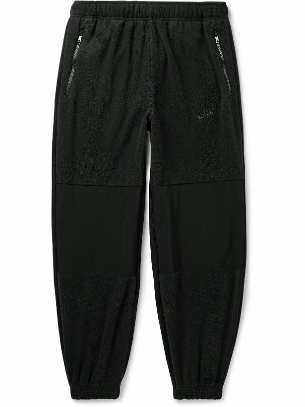 Photo: Nike - Club Straight-Leg Logo-Embroidered Nylon-Trimmed Fleece Sweatpants - Black