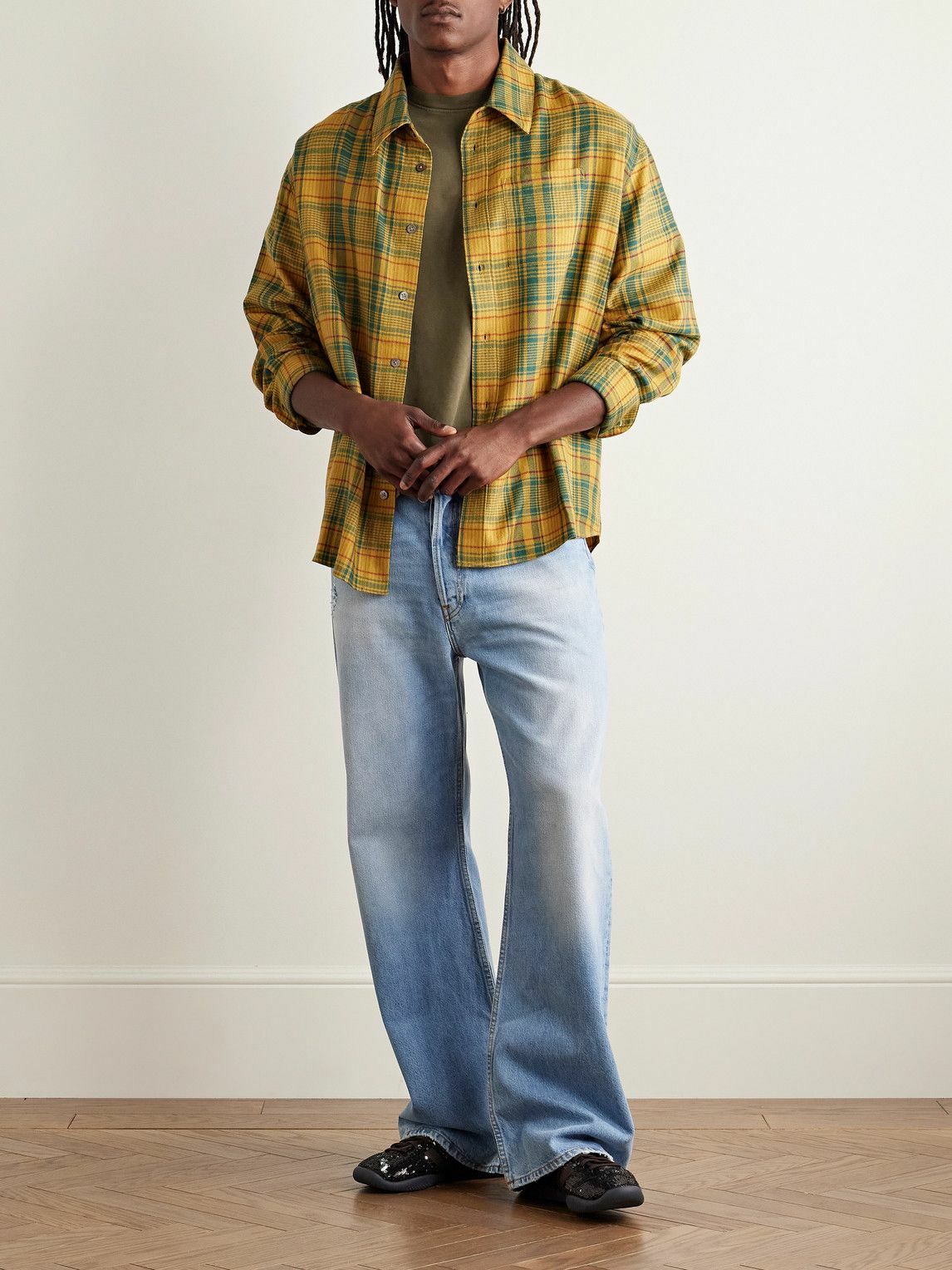 The Elder Statesman - Sunbleached Cotton and Cashmere-Blend Jersey T-Shirt - Green