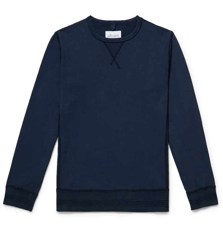 Photo: Albam - Fleece-Back Cotton-Jersey Sweatshirt - Blue