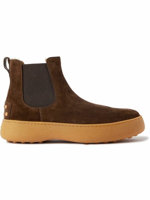 Photo: Tod's - Shearling-Lined Suede Chelsea Boots - Brown