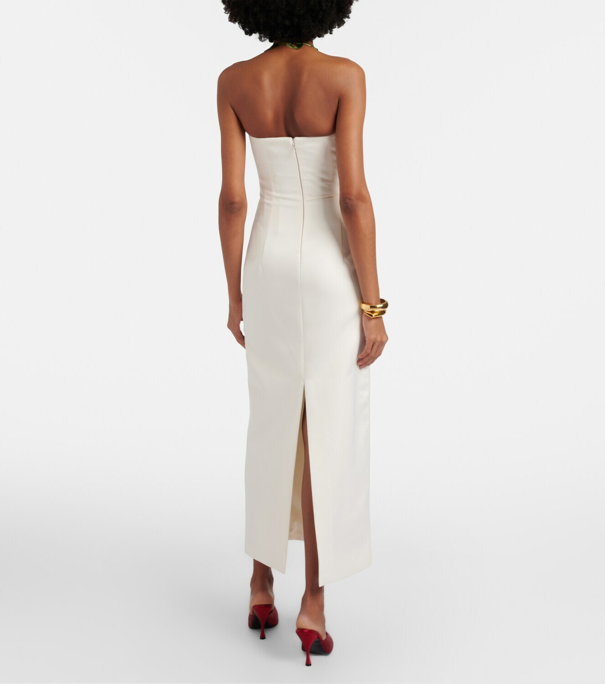 Leo Lin Floral-appliqué halterneck gown