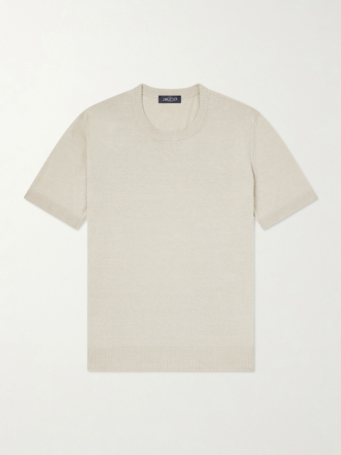 J MUESER - Knitted Linen and Cotton-Blend T-Shirt - Neutrals