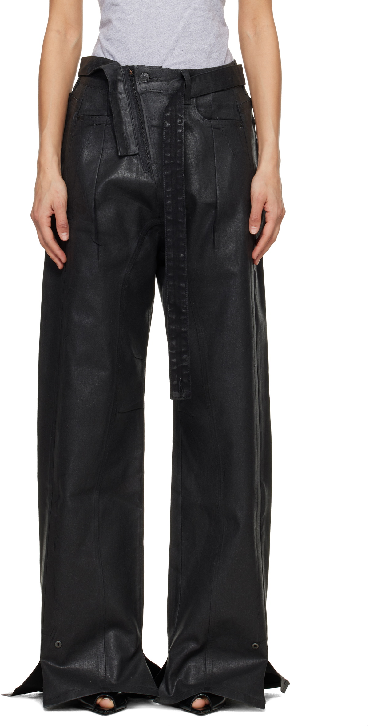 Ottolinger Black Glazed Baggy Jeans