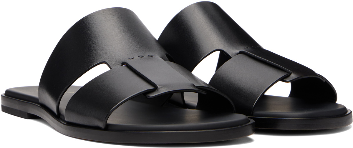 BOSS Black Leather Slides