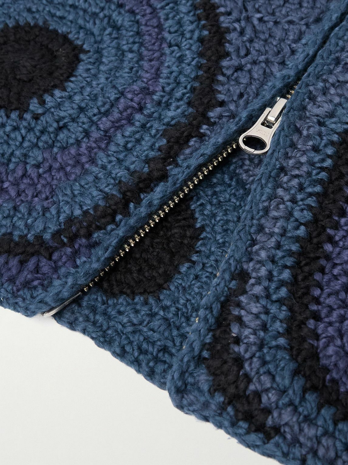 The Elder Statesman - Strata Crocheted Cotton Jacket - Blue