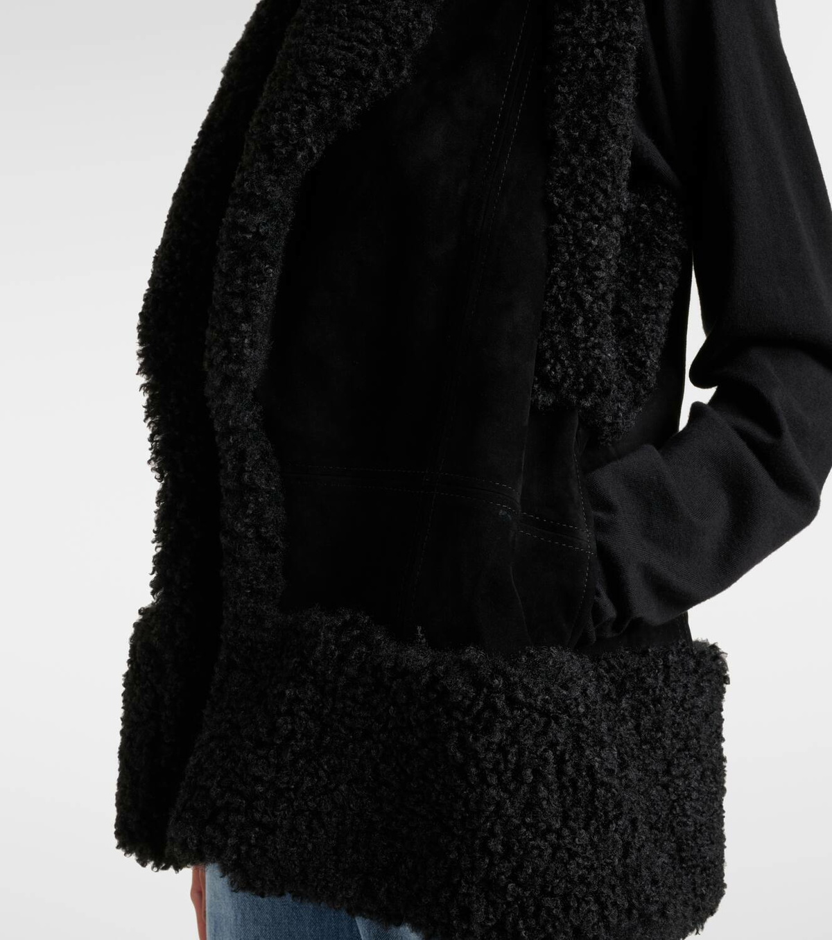 Johanna Ortiz Shearling-trimmed suede vest