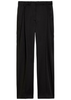 Stella Mccartney Pleated Straight-leg Satin Trousers Black