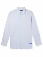 Comme des Garçons HOMME - Logo-Print Striped Cotton-Poplin Shirt - Blue