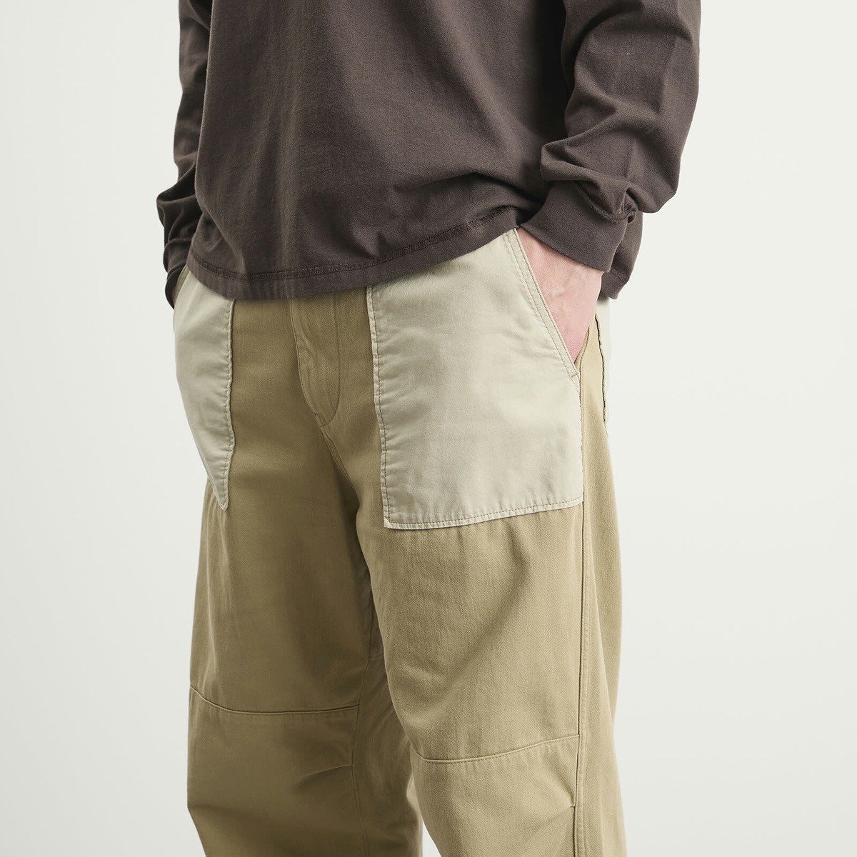 MM6 Maison Margiela Men's Cotton Contrast Workwear Pant in Khaki
