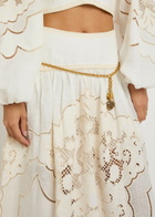 Zimmermann Daylight Embroidered Linen Maxi Skirt Cream