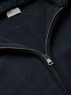 Moncler - Shell-Trimmed Wool Zip-Up Hooded Sweatshirt - Blue