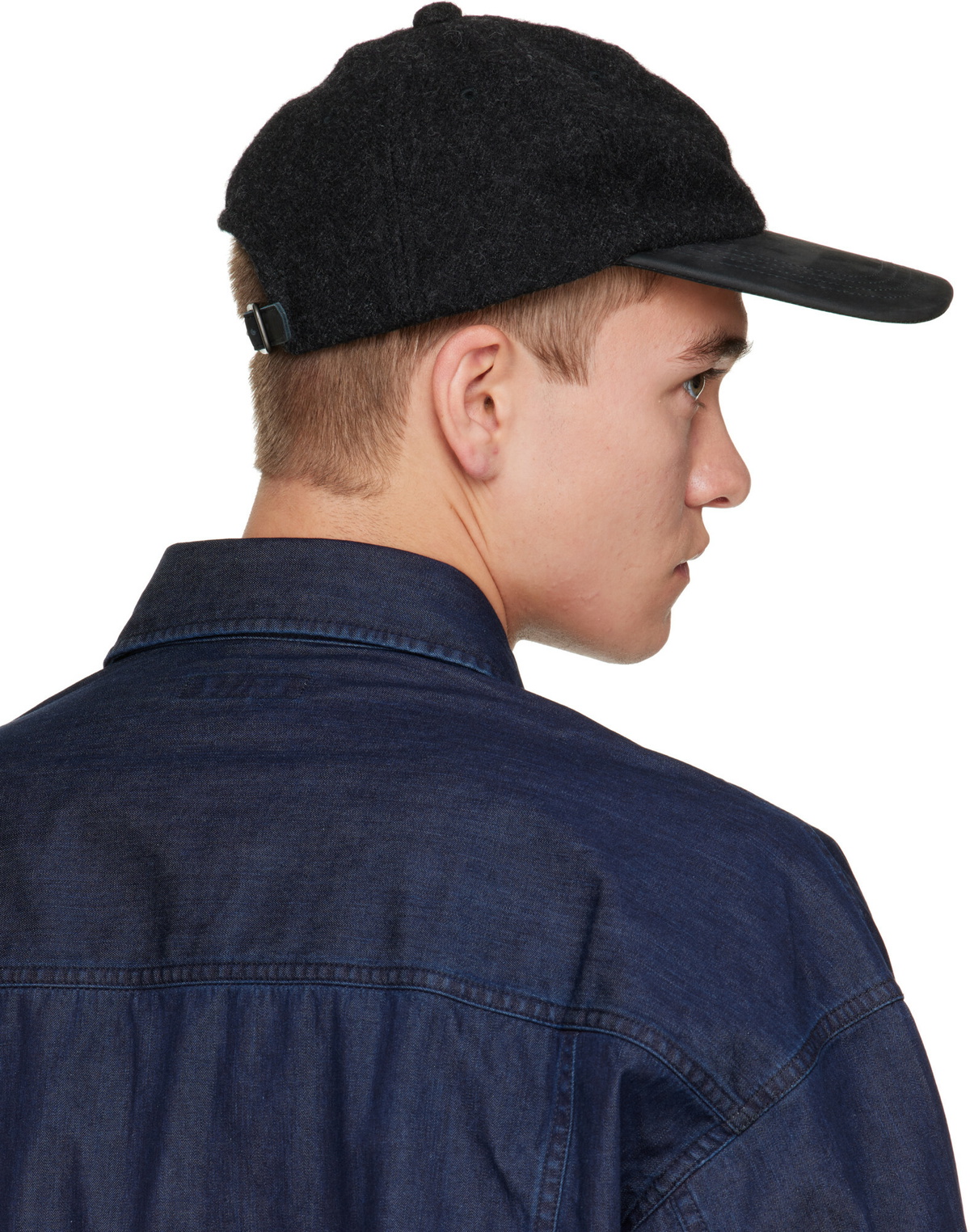 Comme des Garçons Homme Black Wool & Leather Cap