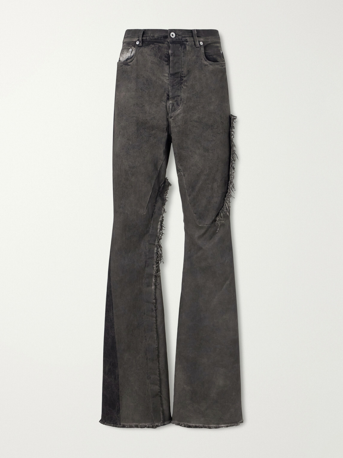 Rick Owens - Bolan Frayed Baggy Bootcut Jeans - Gray