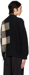 Isabel Benenato Black & Off-White Paneled Sweater
