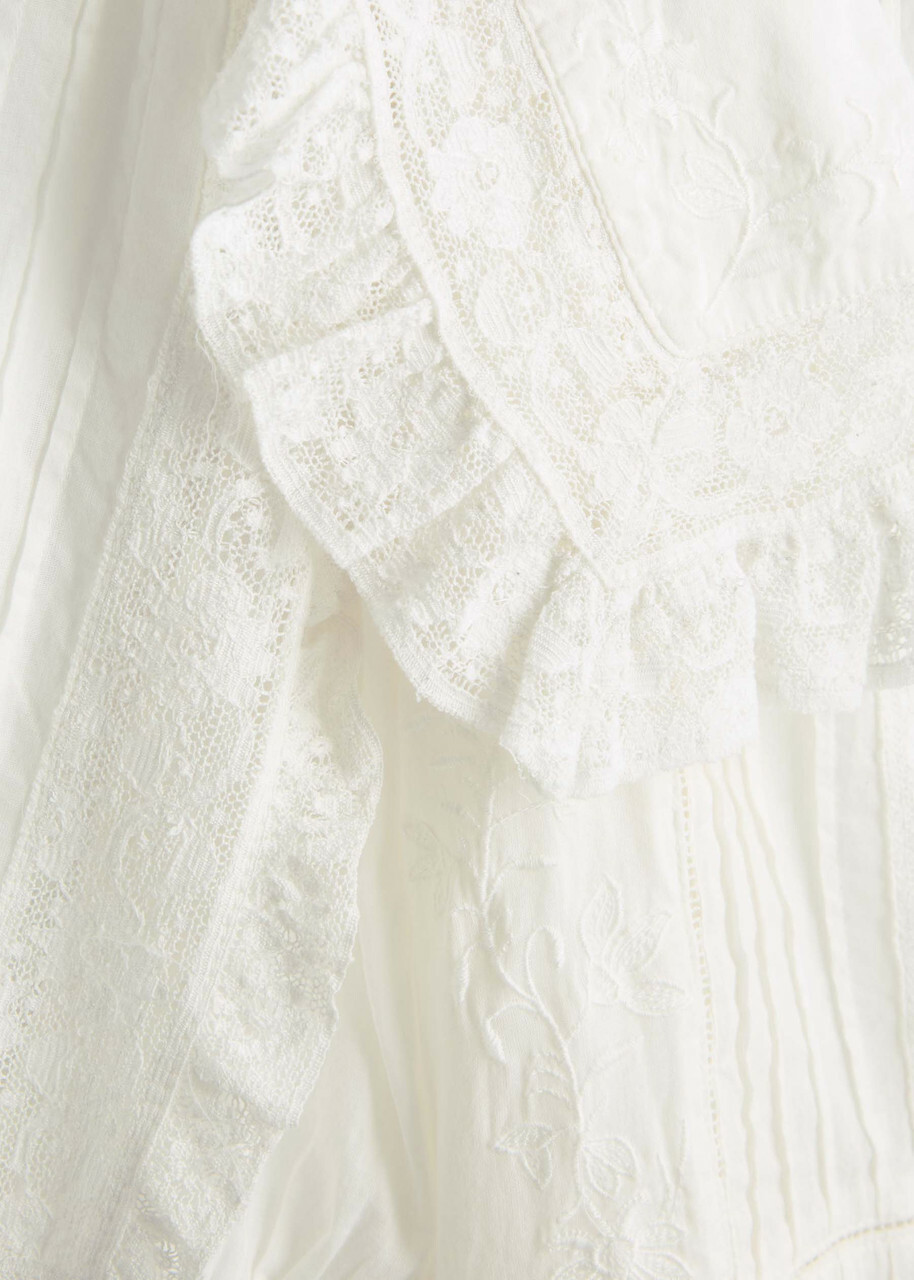 Rixo Edina Lace and Cotton Midi Dress White Rixo