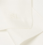 SAINT LAURENT - Logo-Embroidered Silk-Twill Pocket Square - White