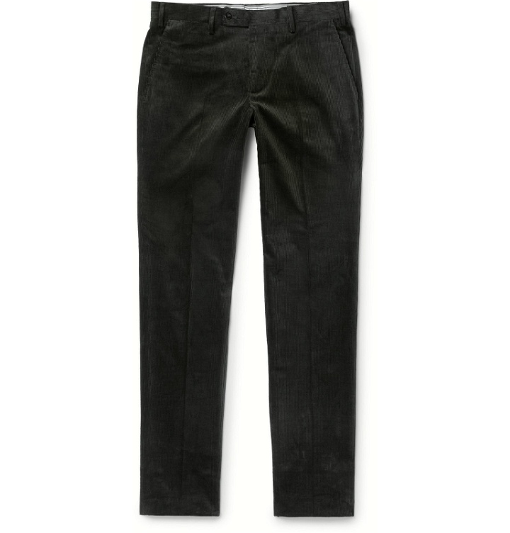 Photo: Rubinacci - Luca Slim-Fit Tapered Cotton-Blend Corduroy Trousers - Green