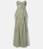 Costarellos Embellished tulle corset gown