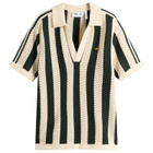 Adidas Women's x Clot Knitted Polo Shirt in Green Night/Cream White