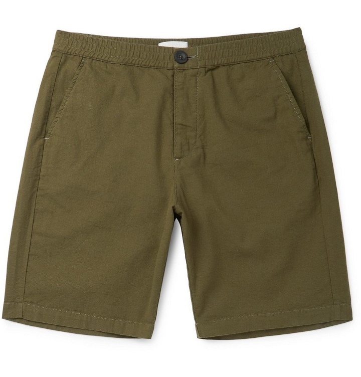 Photo: Oliver Spencer - Wide-Leg Cotton-Jersey Drawstring Shorts - Green
