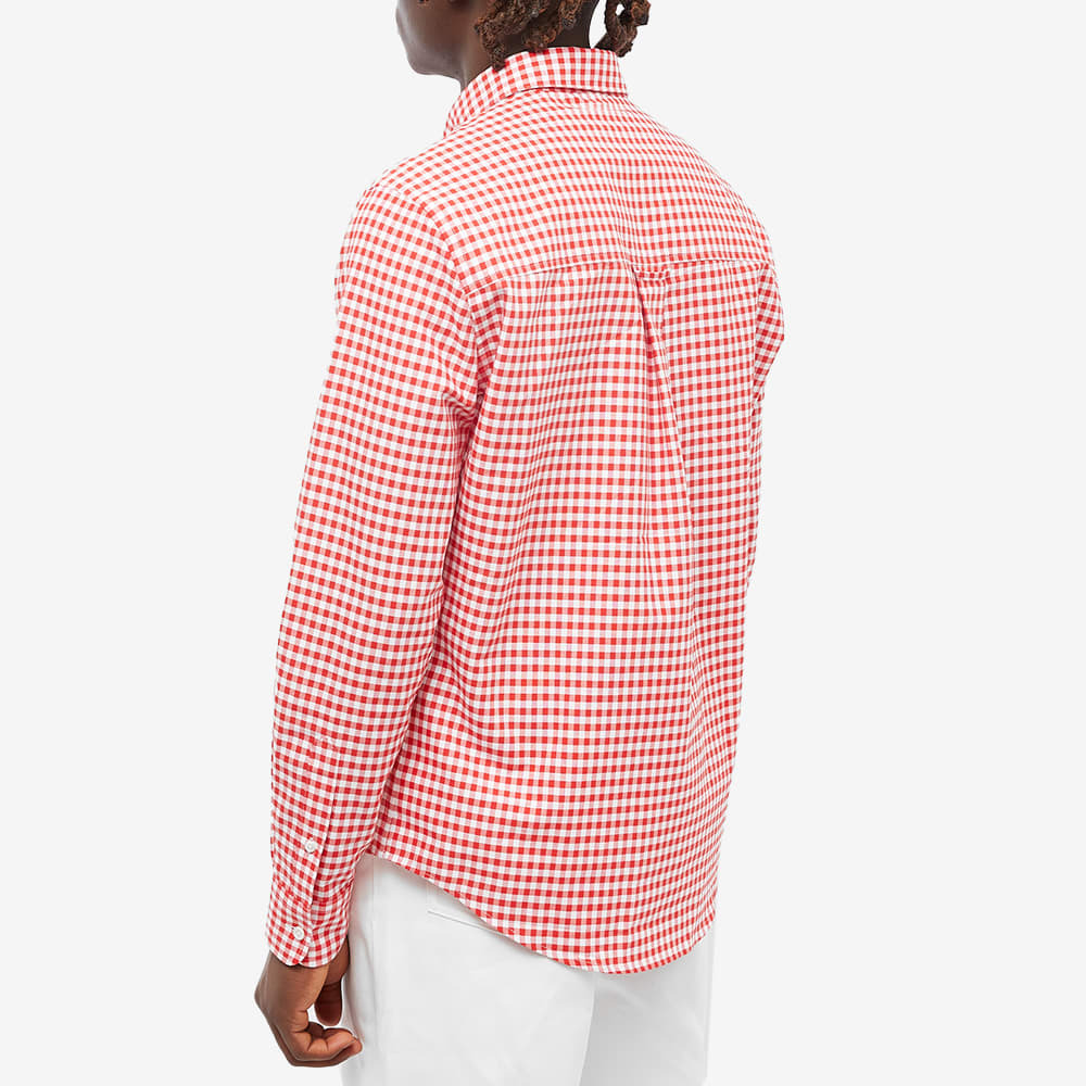 AMI Men's Heart Gingham Button Down Oxford Shirt in Scarlet Red/White AMI