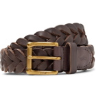 Polo Ralph Lauren - 3cm Dark-Brown Woven Leather Belt - Brown