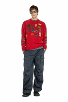 Diesel Wool jumper with printed patches - Knitwear Mens in Red