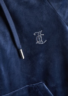 Juicy Couture Madison Hooded Velour Sweatshirt Dark Blue