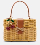 Self-Portrait Mini rattan top-handle bag